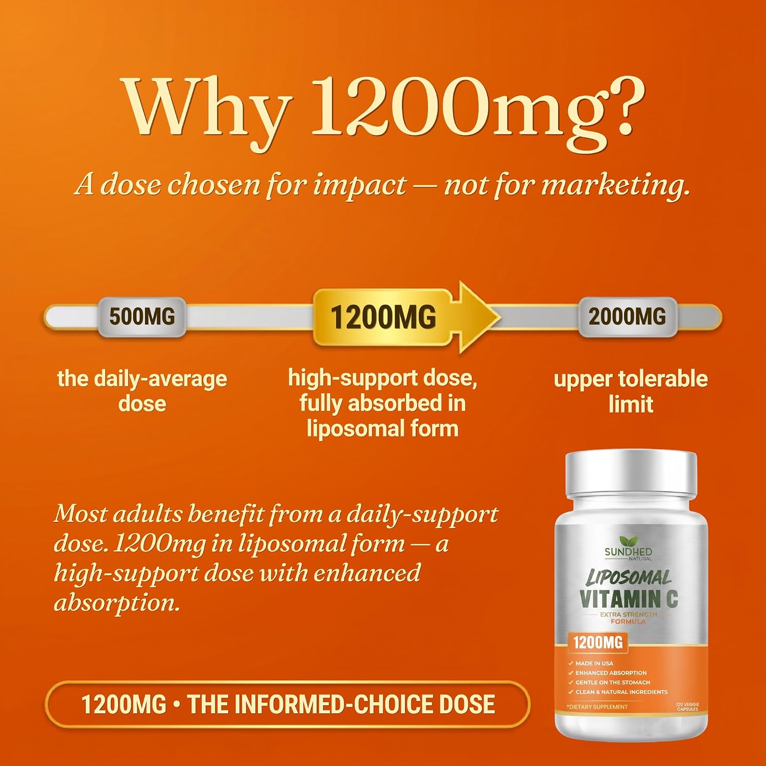 Sundhed Natural Pure Liposomal Vitamin C – 1200mg, 120 Capsules - görsel 4