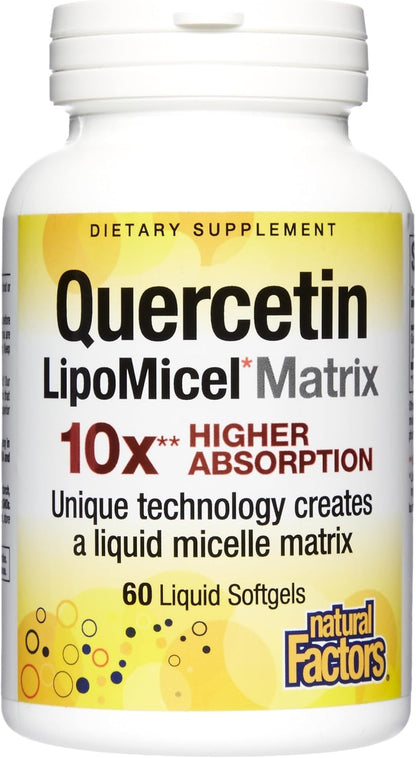 Natural Factors Quercetin LipoMicel Matrix - Superior Absorption Softgels, 60 Softgels