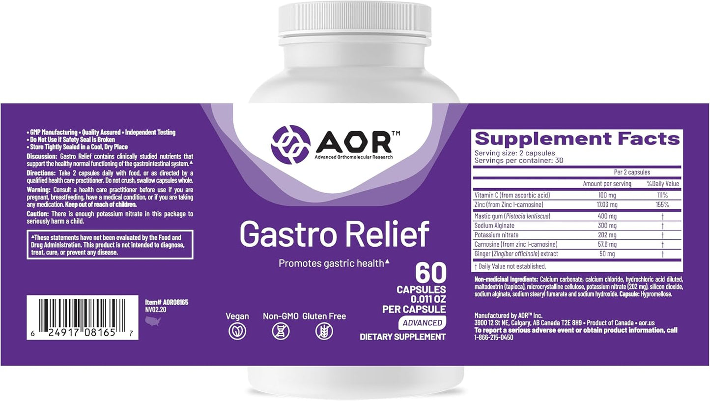 AOR Gastro Relief 60 Vegan Capsules, 30-Day Supply - görsel 9