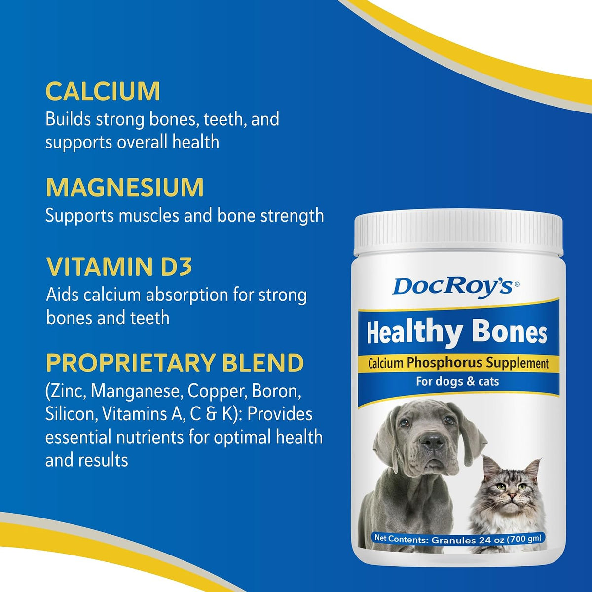 Doc Roy’s Healthy Bones Calcium Phosphorus Supplement for Puppies, Dogs, Kittens & Lactating Females - Roast Beef & Liver Flavoured, 700g Granules - görsel 3