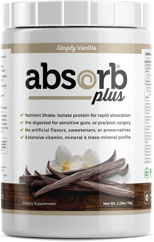 Absorb Plus Isolate Protein – Diet Supplement for Digestive Health & Nutritional Support (2.2 lbs, Simply Vanilla)