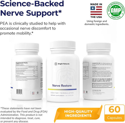 Nerve Restore – Nerve Support Supplement with PEA, White Willow & B-Vitamin Complex for Advanced Nerve Health – 180 Capsules