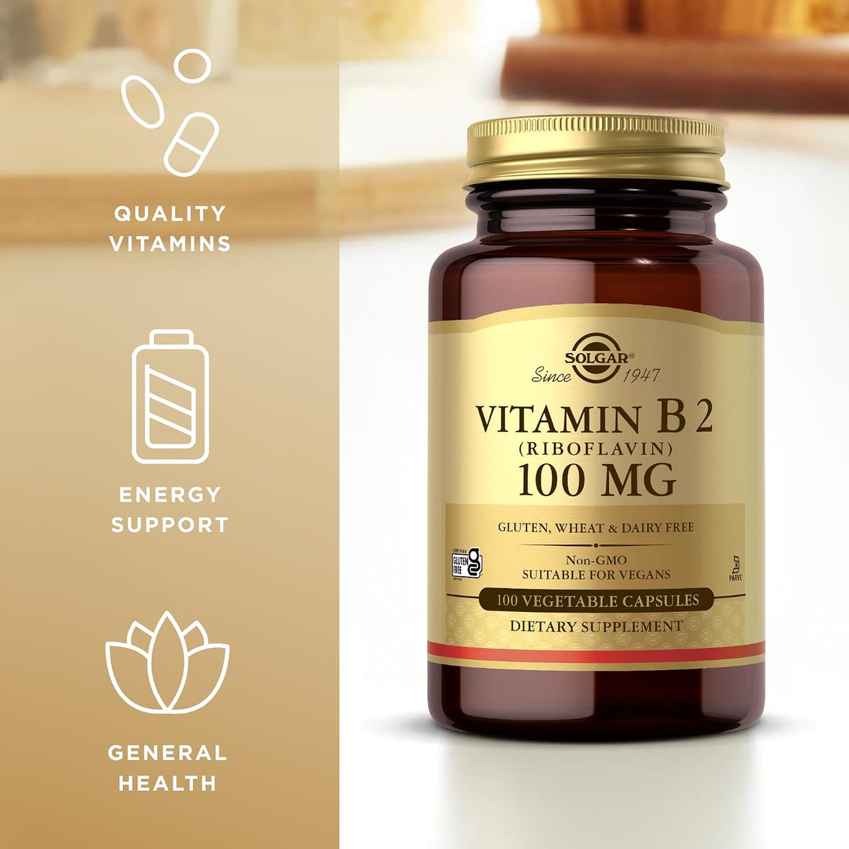 Solgar Vitamin B2 (Riboflavin) 100mg - 100 Vegetable Capsules - görsel 4