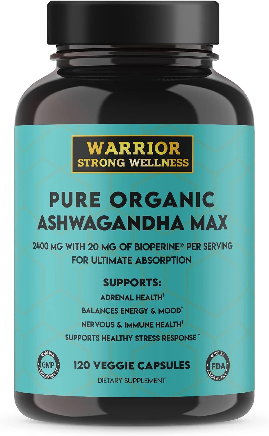 Pure Organic Ashwagandha Capsules with BioPerine - 2400 mg - 120 Capsules - görsel 1