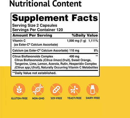 American Health Ester-C 500 mg with Citrus Bioflavonoids - 240 Capsules (2-Pack)