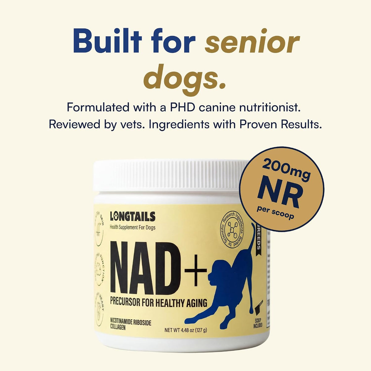 NAD+ Senior Dog Supplement - NMN Alternative, 200mg NR Powder with Collagen & Whole Foods - görsel 7
