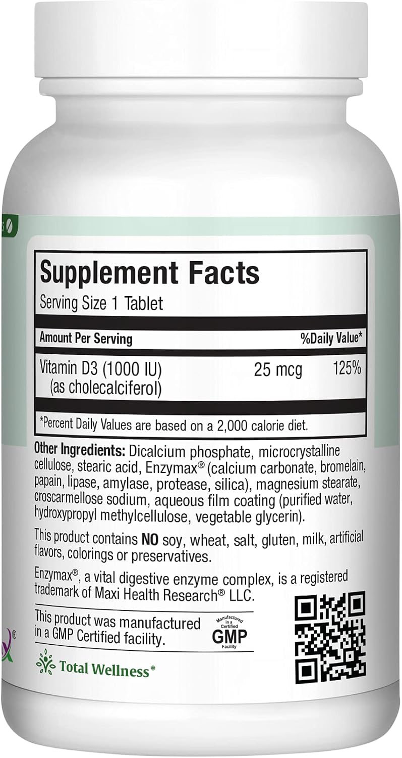 Vitamin D3 1000 IU Food Supplement – Easy to Swallow – Contributes to Normal Calcium Absorption, Immune Function and Bone Health – 90 Softgels – by Maxi Health - görsel 6