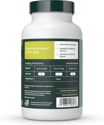 VetriScience Senior 27+ Active Health Chewable Tablets – Daily Multivitamin for Senior Dogs