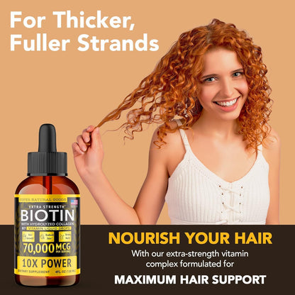 Super Natural Goods Liquid Biotin & Collagen 70,000mcg Hair, Skin & Nail Drops (4 oz / 118 ml)