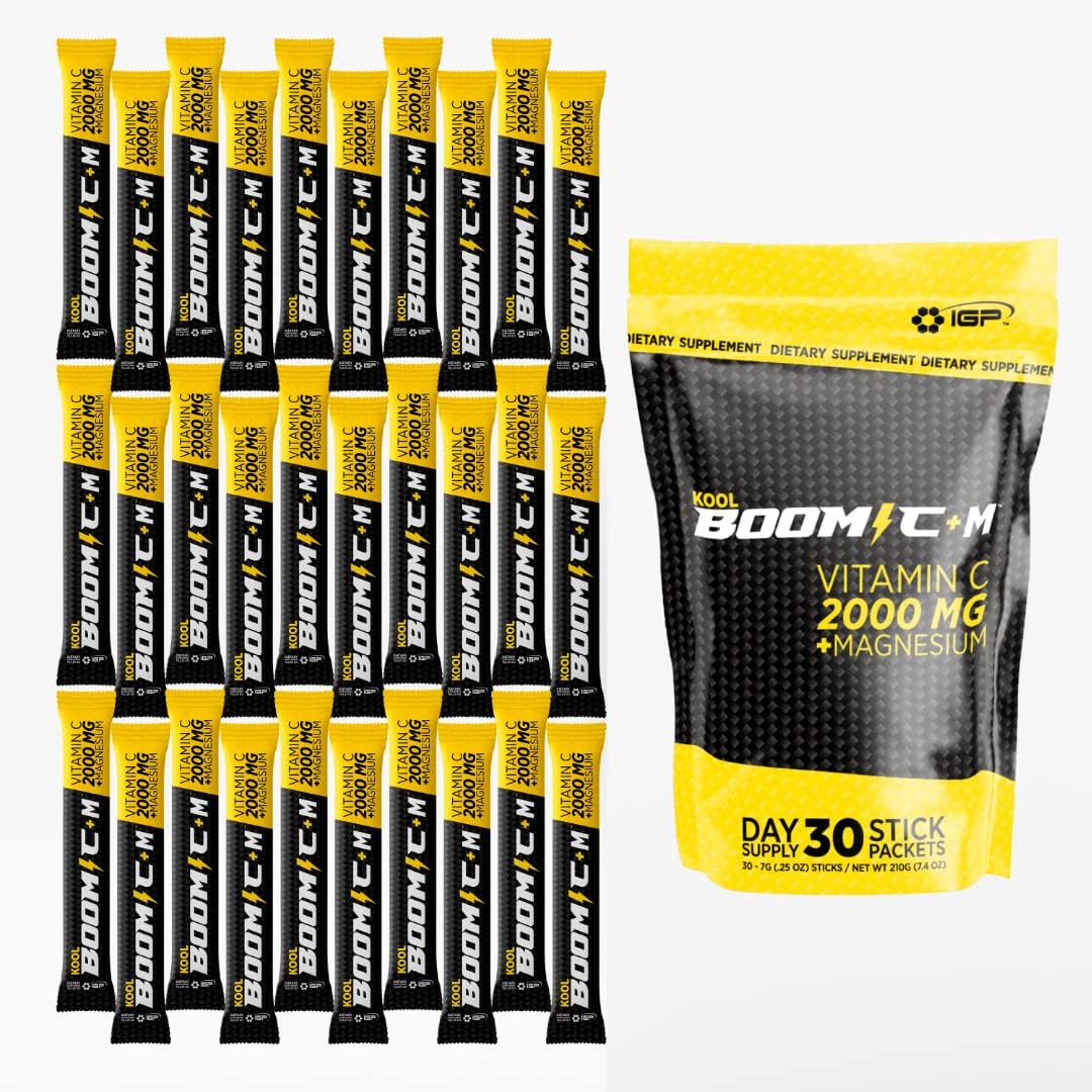 Immune & Genetics Protocols Kool Boom C+M – 30 Stick Packs – Vitamin C 2000 mg as Ascorbic Acid – Magnesium (Gluconate) Immune System Support - görsel 1