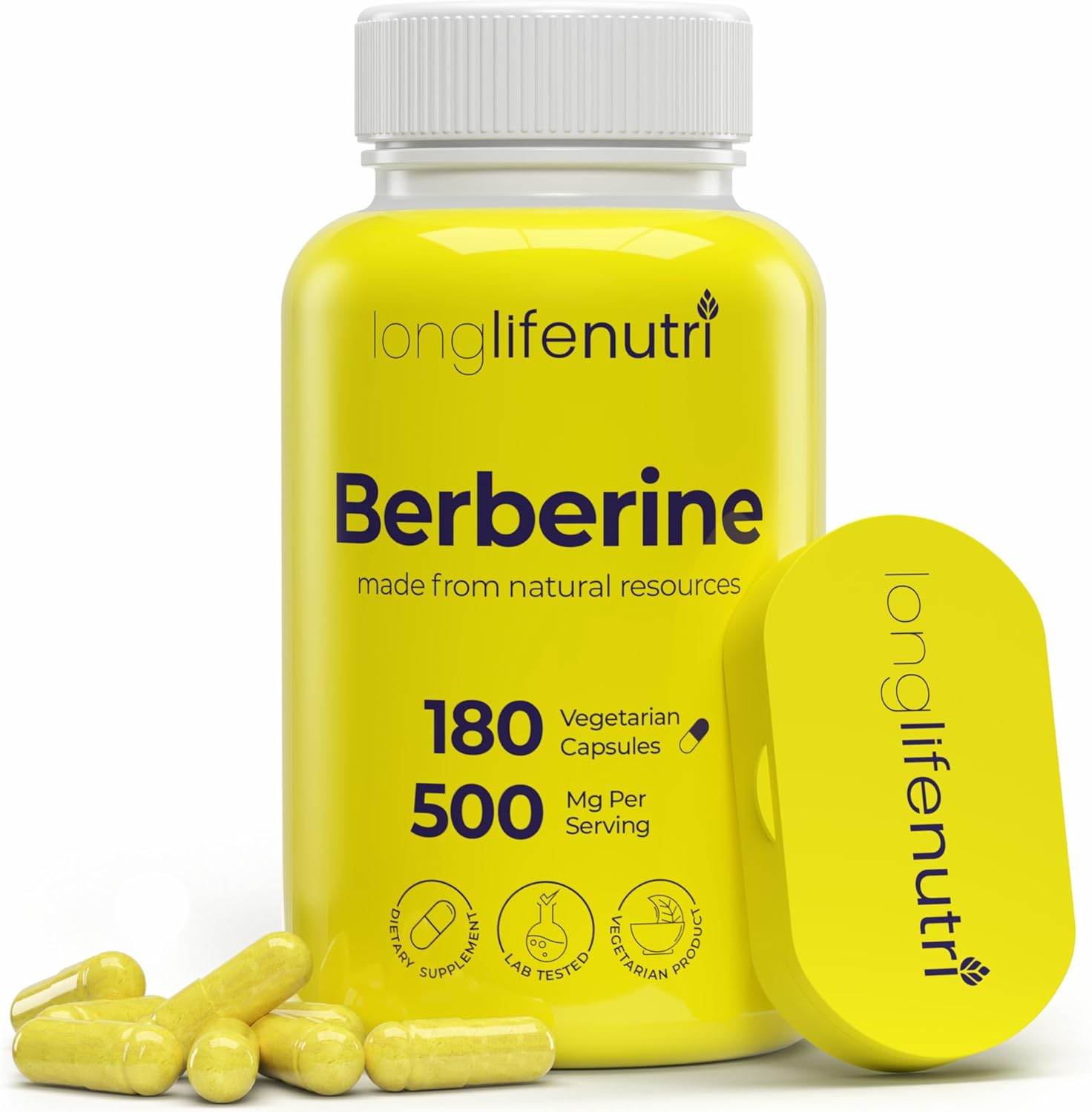 Berberine 500mg HCl Extract – from Berberis Aristata Vulgaris, 180 Vegetarian Capsules, Traditional Digestive Supplement for General Wellness, 6-Month Supply, Non-GMO, 1000mg per Serving, GMP Certified, USA-made - görsel 1