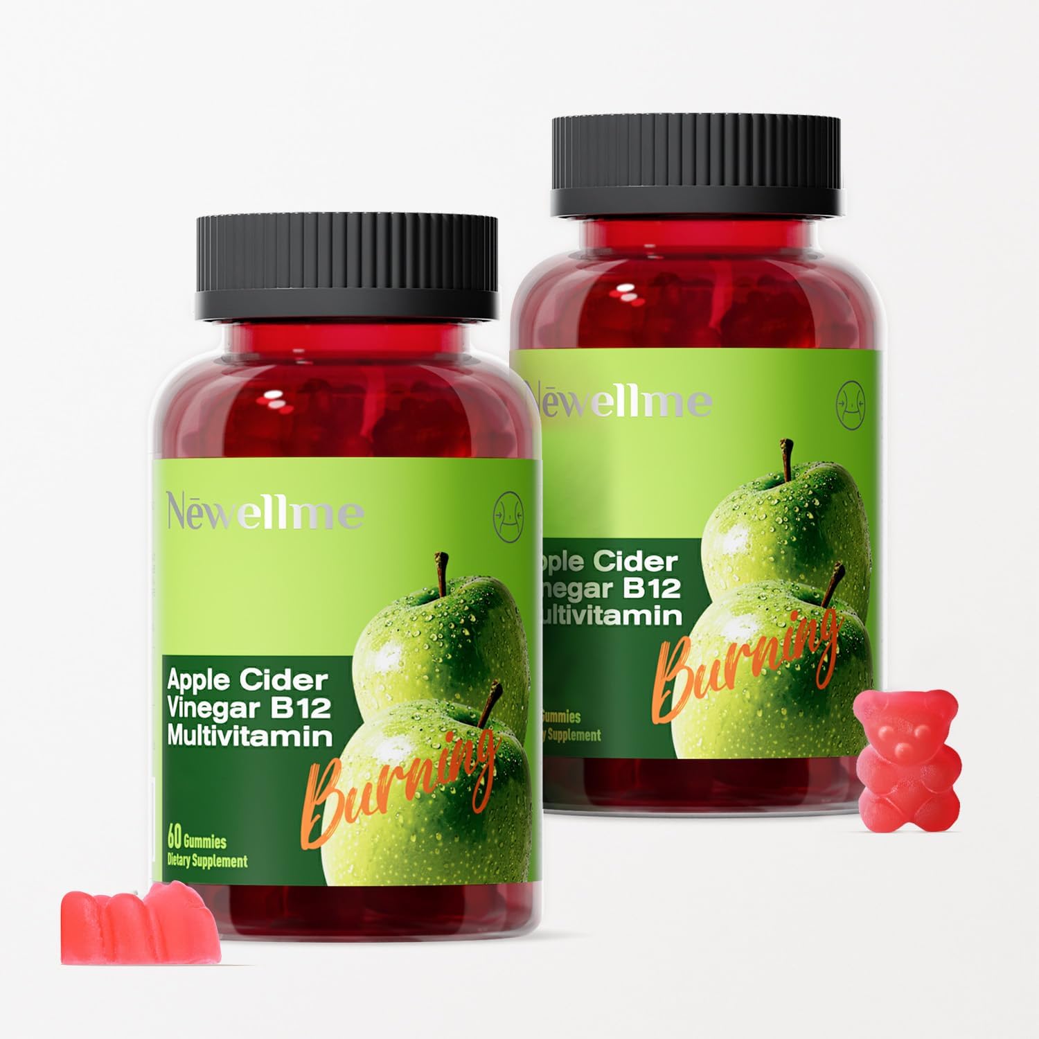 NEWELLME Apple Cider Vinegar Gummies B12 Multivitamin - ACV Supplement Gummy Vitamins, Energy & Support | Vegan, Non-GMO & Gluten-free (30 Count) - görsel 10