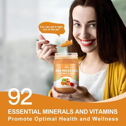 OALSE Irish Sea Moss Gel, Turmeric Flavour (14.5 oz) – Wildcrafted Superfood with 92 Minerals and Vitamins