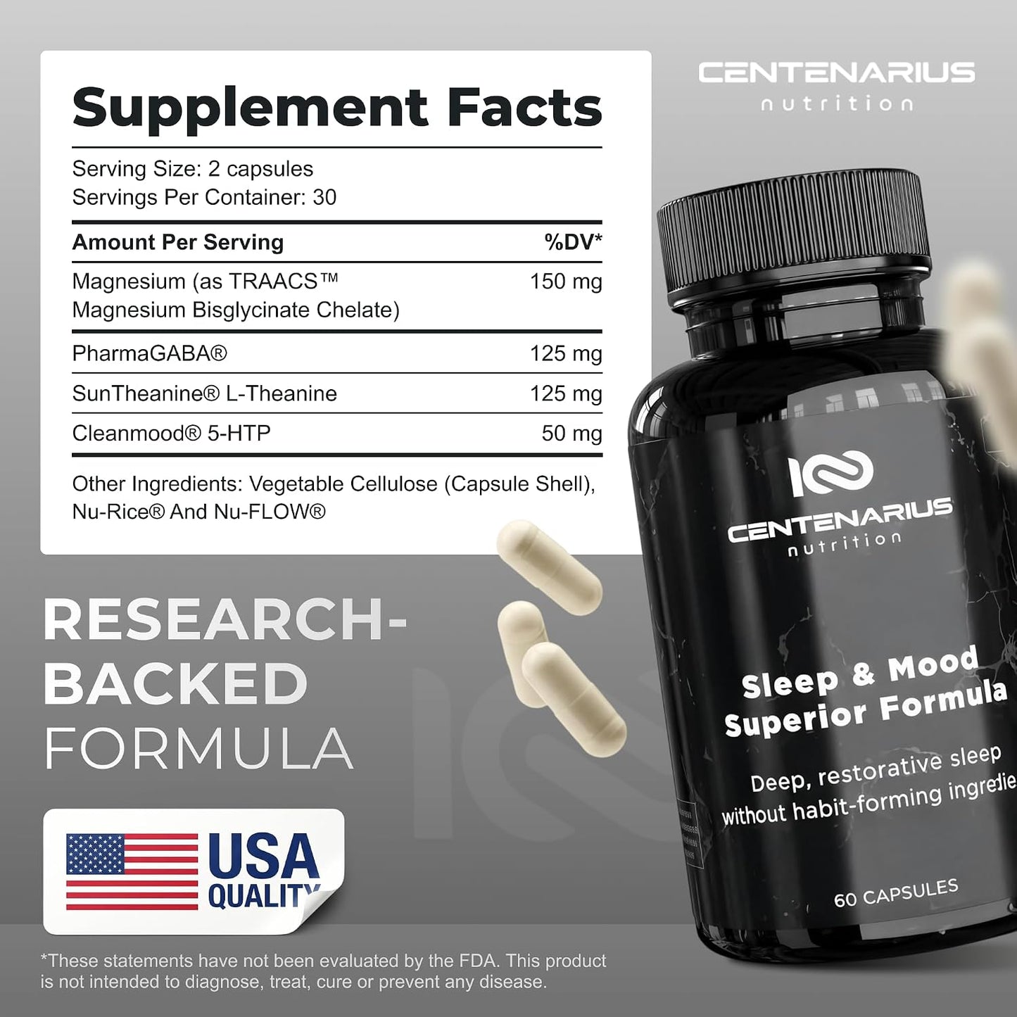 Sleep and Mood Formula with L-Theanine, 5-HTP, PharmaGABA + More for Sleep and Enhanced Mood & Stress Levels (60 Count) - görsel 2