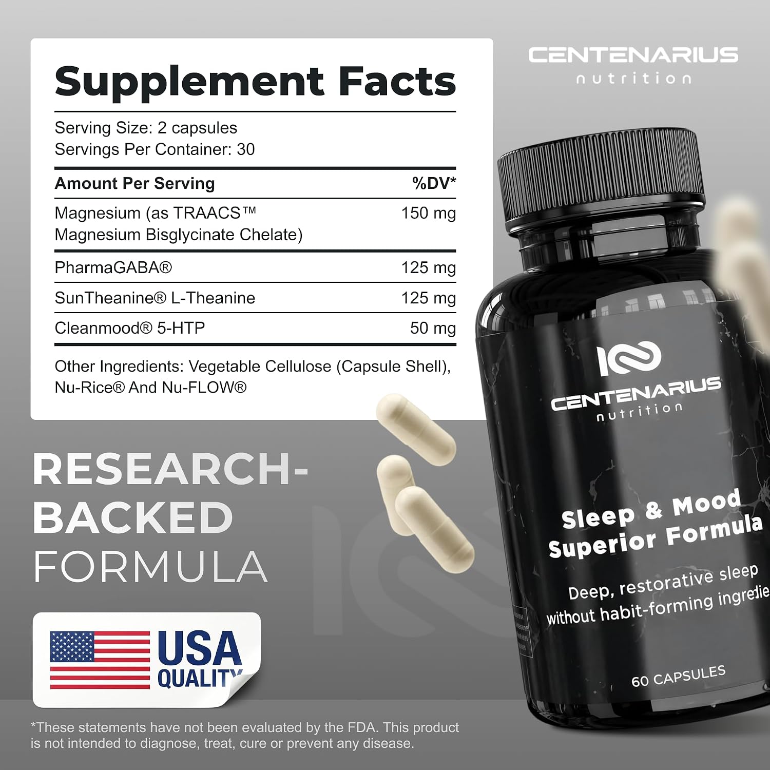 Sleep and Mood Formula with L-Theanine, 5-HTP, PharmaGABA + More for Sleep and Enhanced Mood & Stress Levels (60 Count) - görsel 2