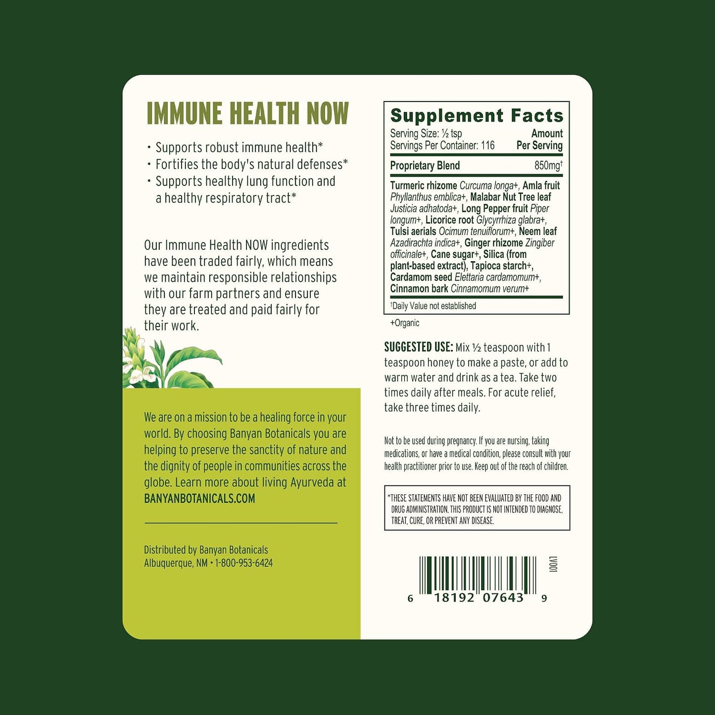 Banyan Botanicals Immune Health Now – Organic Immune Supplement – Powdered Herbs for Lung and Respiratory Support – 3.5 oz (99 g) – Non-GMO, Vegan - görsel 6
