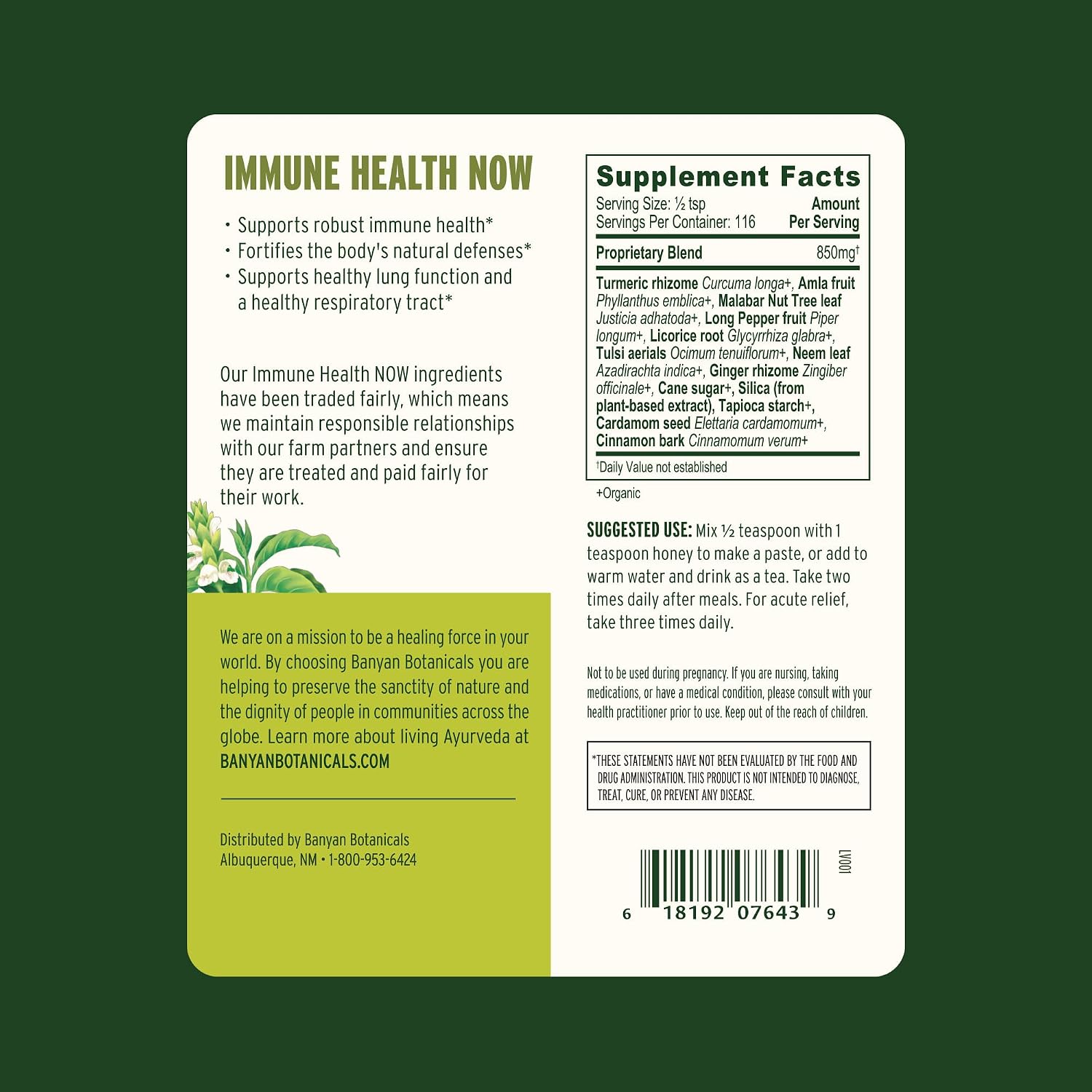 Banyan Botanicals Immune Health Now – Organic Immune Supplement – Powdered Herbs for Lung and Respiratory Support – 3.5 oz (99 g) – Non-GMO, Vegan - görsel 6