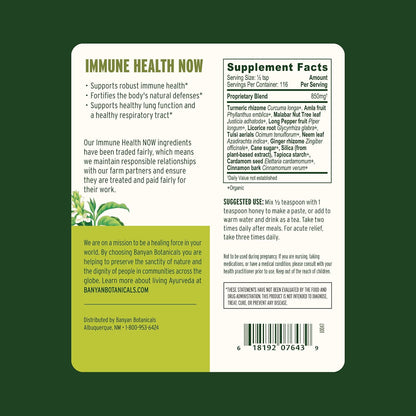 Banyan Botanicals Immune Health Now – Organic Immune Supplement – Powdered Herbs for Lung and Respiratory Support – 3.5 oz (99 g) – Non-GMO, Vegan