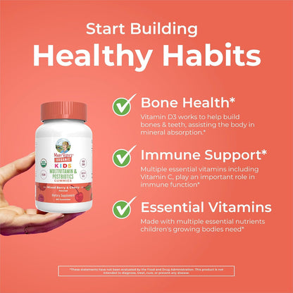 MaryRuth's Organic Kids Multivitamin + Postbiotic Gummies, Ages 4 and Over, 60 Gummies