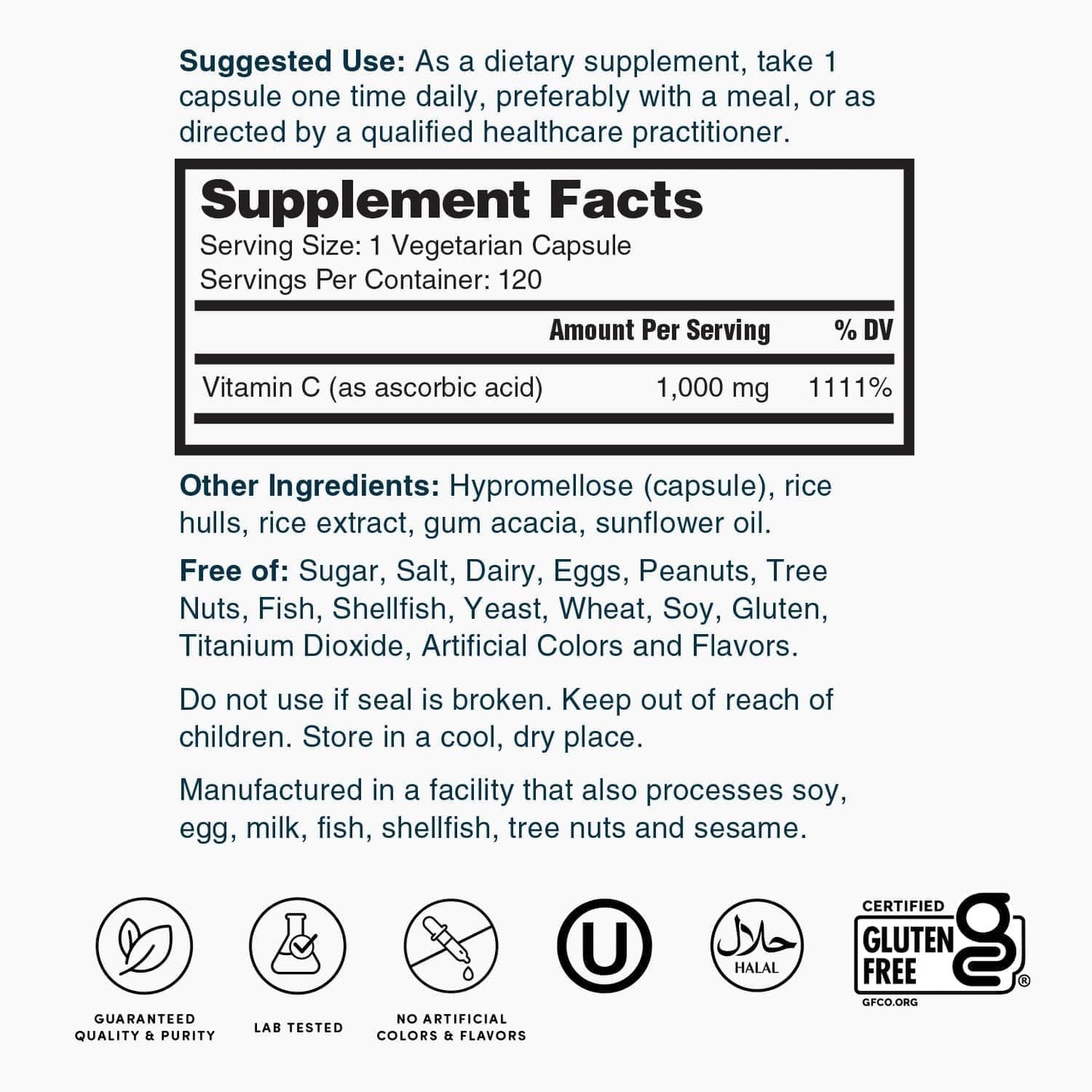 Nature's Lab Vitamin C 1000mg Per Capsule - Supports the Normal Function of the Immune System, 120 Capsules - görsel 5