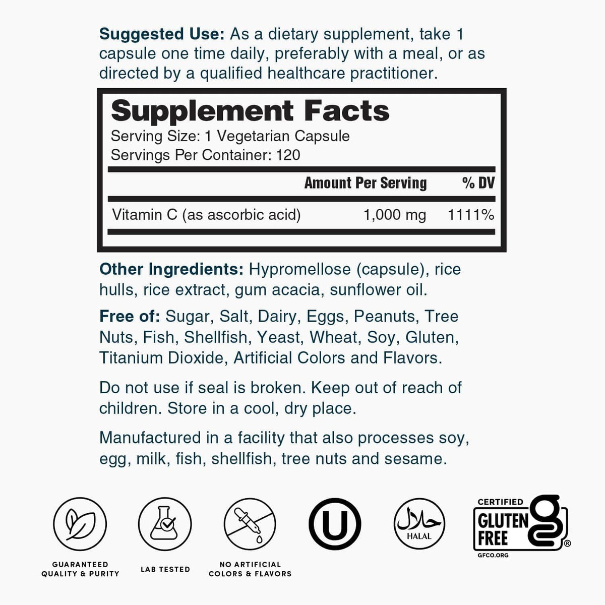 Nature's Lab Vitamin C 1000mg Per Capsule - Supports the Normal Function of the Immune System, 120 Capsules - görsel 5