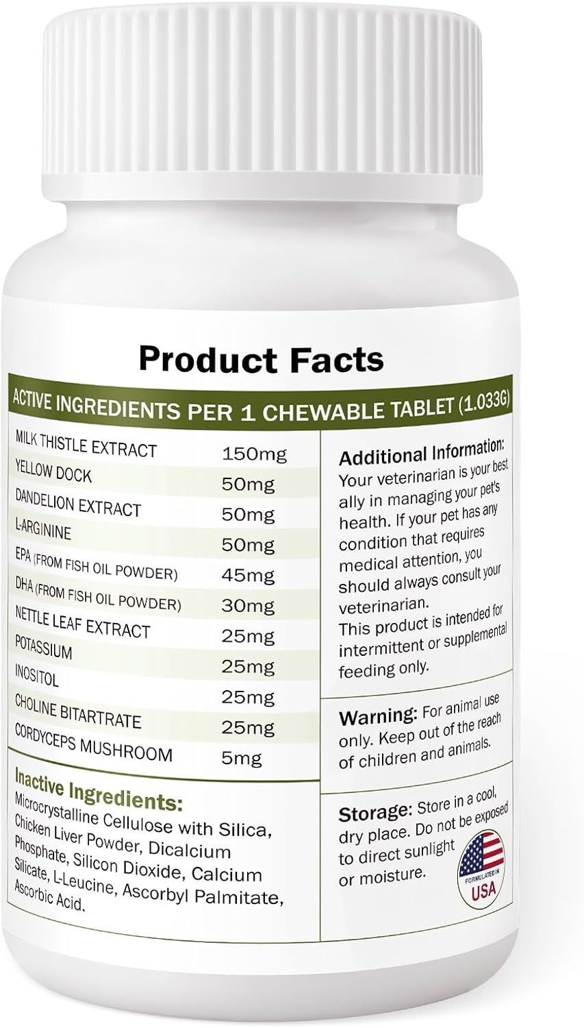 Milk Thistle & SAM-E for Dogs - Advanced Liver & Kidney Support with Silymarin, Detox Supplement - 120 Chewable Tablets - görsel 2