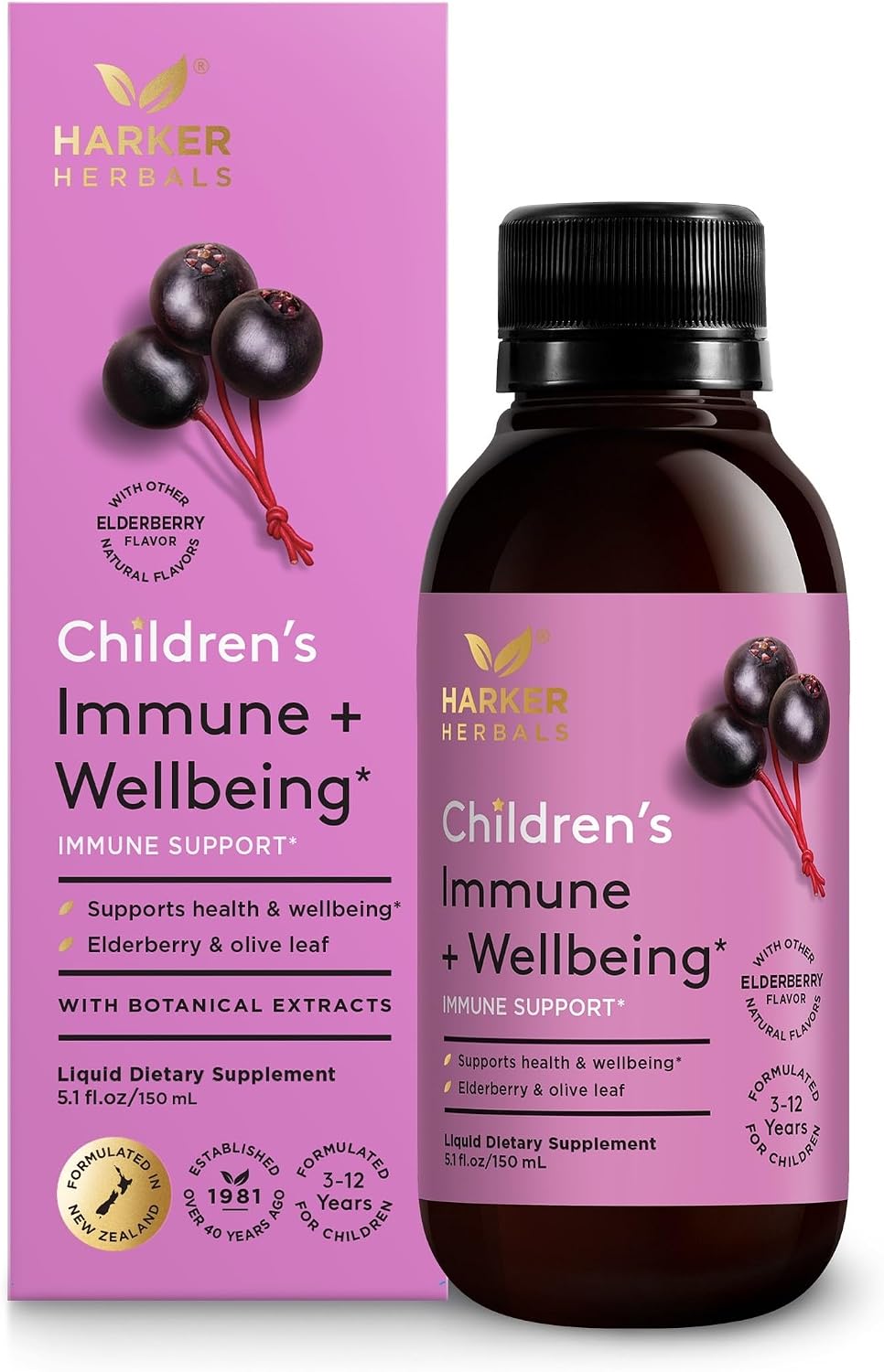 Harker Herbals Children's Immune & Wellbeing Herbal Syrup - Elderberry, Echinacea & Olive Leaf, 150 ml - görsel 1