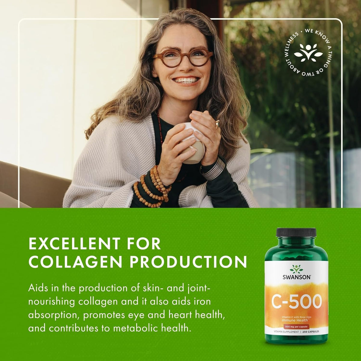 Swanson Vitamin C 500 mg with Rose Hips – 250 Capsules - görsel 5