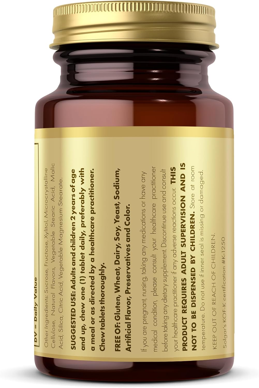 Solgar Vitamin D3 (Cholecalciferol) 25 mcg (1000 IU) Chewable Tablets, Natural Strawberry & Banana - 100 Tablets - görsel 8