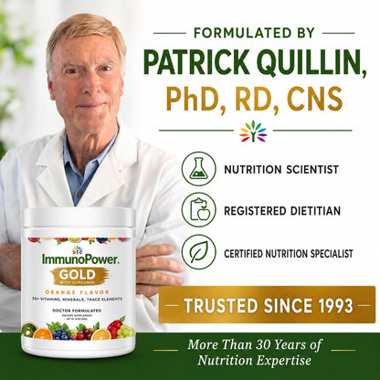 ImmunoPower Gold: High-Absorption Turmeric & BioPerine Immune Support with 35+ Nutrients, Orange Flavour