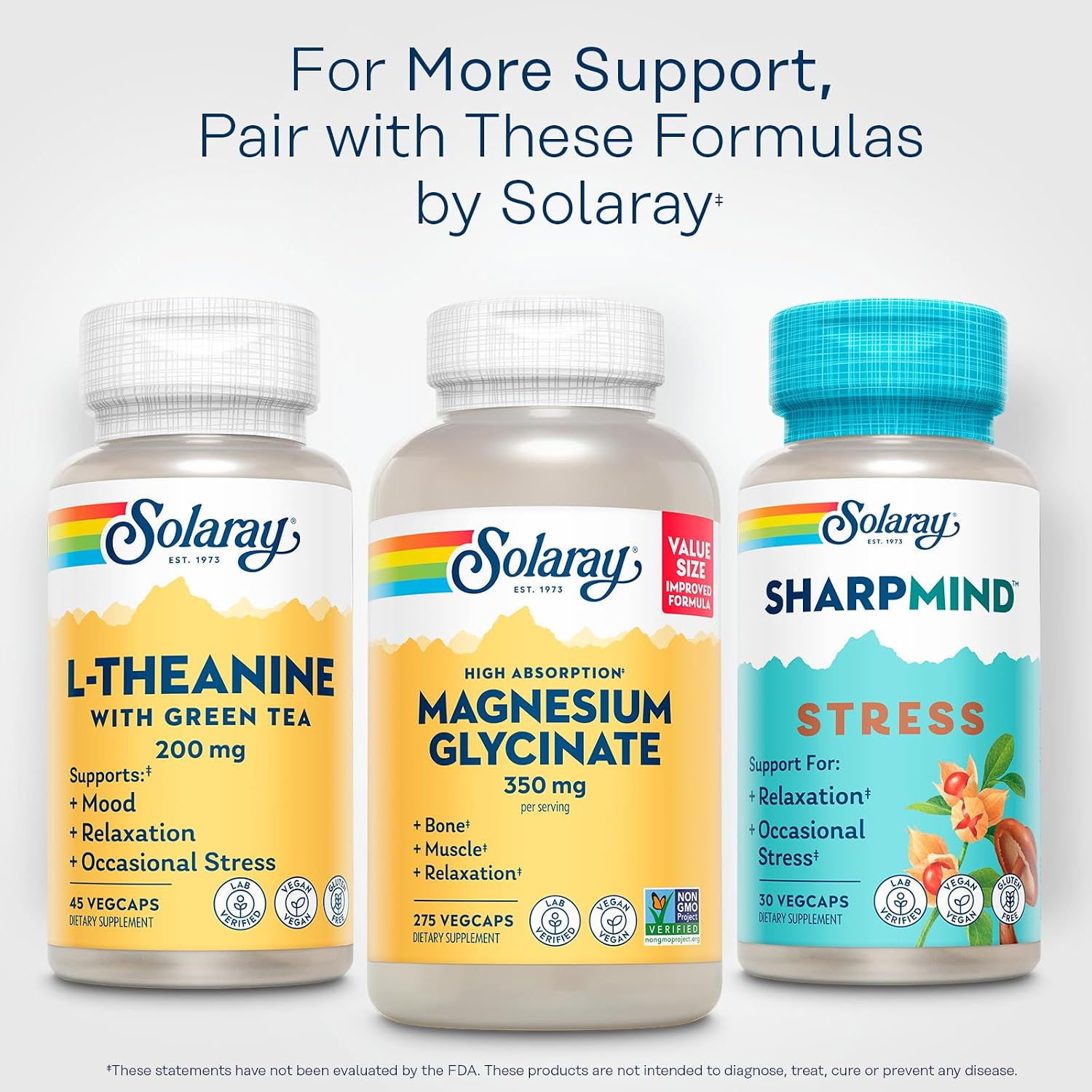SOLARAY L-Theanine 200mg with Green Tea - Healthy Mood & Relaxation Support - 45 Veggie Capsules - görsel 6