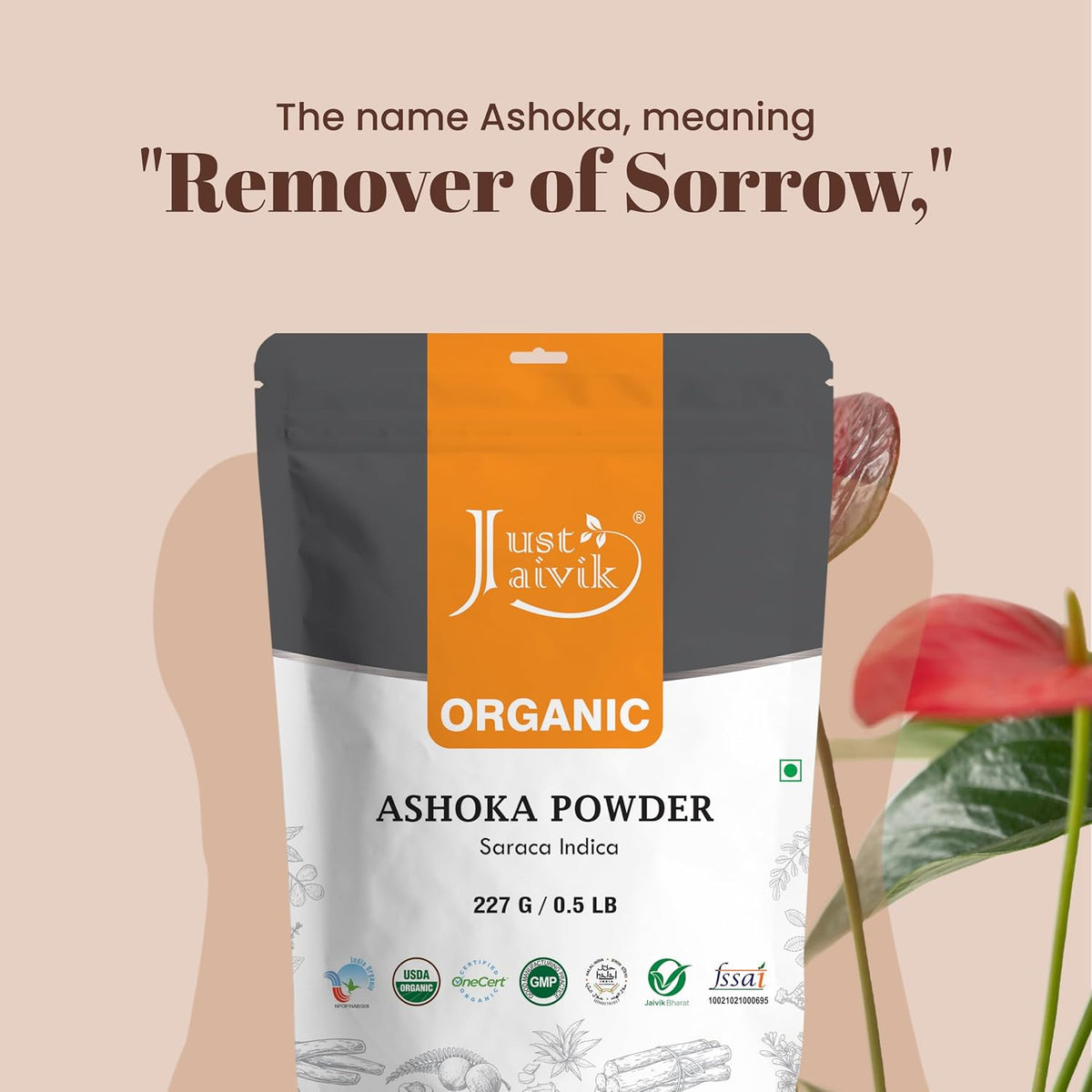 100% Organic Ashoka Bark Powder (Saraca Indica) - 227g (½ lb) - USDA Certified Organic, Biodegradable Resealable Pouch - görsel 4