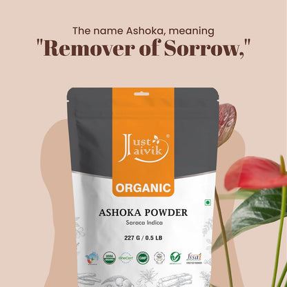 100% Organic Ashoka Bark Powder (Saraca Indica) - 227g (½ lb) - USDA Certified Organic, Biodegradable Resealable Pouch