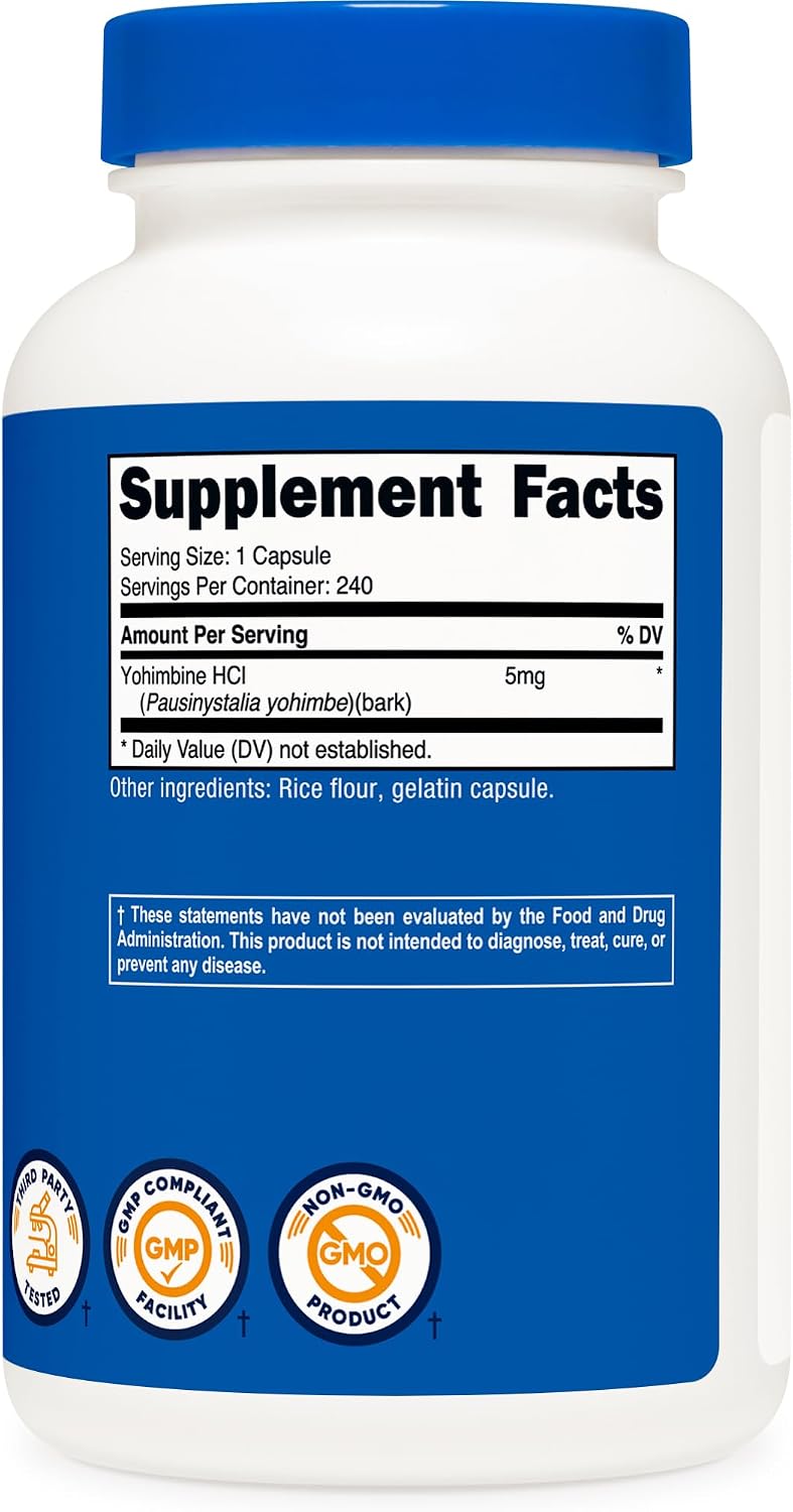 Nutricost Yohimbine HCl 5mg, 240 Capsules Extra Strength - görsel 5
