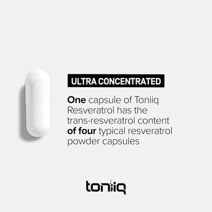 Toniiq Ultra High Potency Trans Resveratrol 1000mg - 98% Pure - 60 Capsules