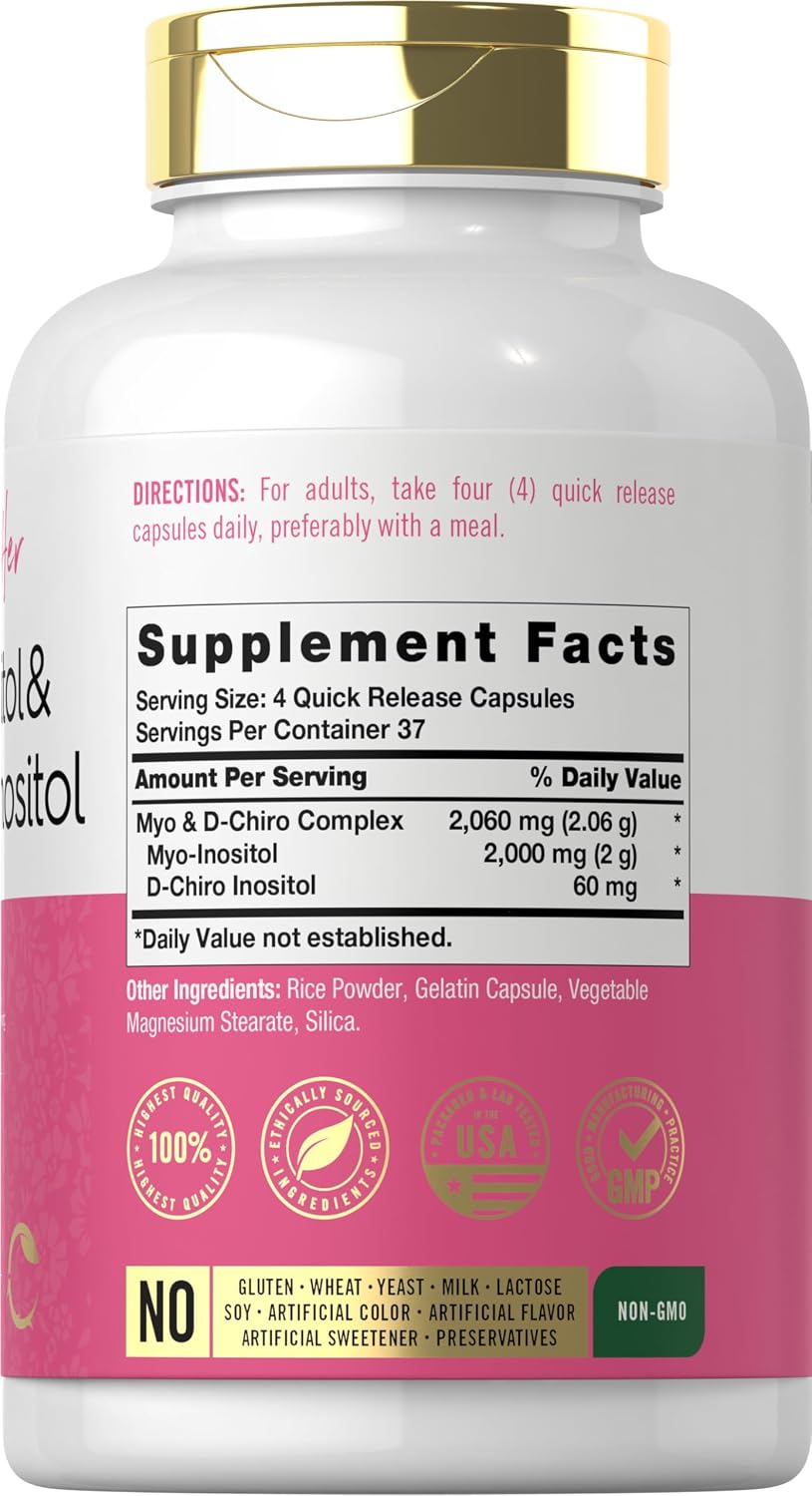 Carlyle Myo-Inositol & D-Chiro Inositol Supplement for Women | 2060mg | 150 Capsules | Non-GMO, Gluten-free Complex - görsel 2