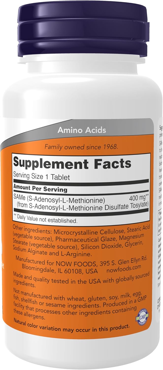 NOW Foods SAMe 400 mg, 60 Tablets - görsel 2