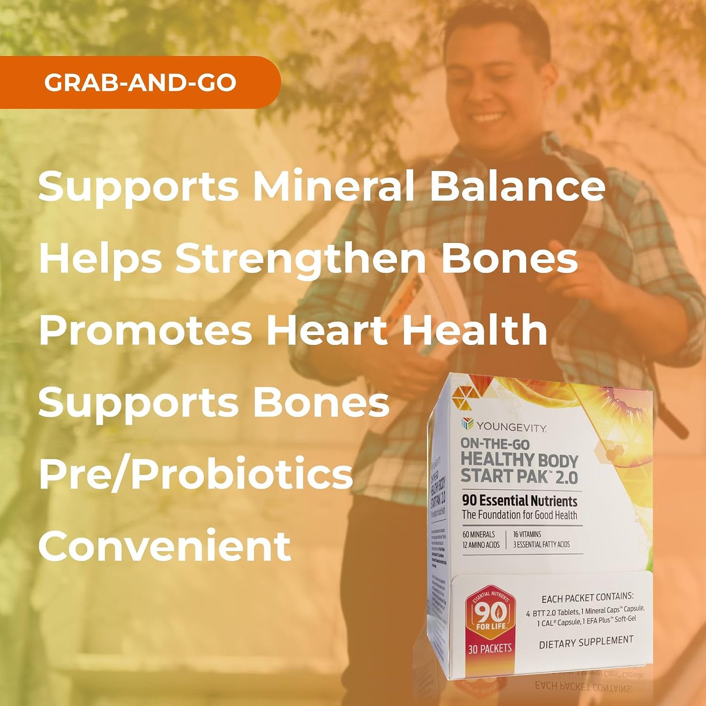 Youngevity On-The-Go Healthy Body Start Pack 2.0 - Complete Multivitamin, Mineral, EFA & Amino Acid Supplement (30-Day Supply) with 91 Essential Nutrients - görsel 4