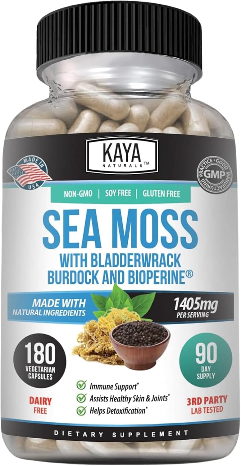 Kaya Naturals Sea Moss - Mobility Supplement with Burdock Root, Bladderwrack & BioPerine, 60 Capsules - görsel 10