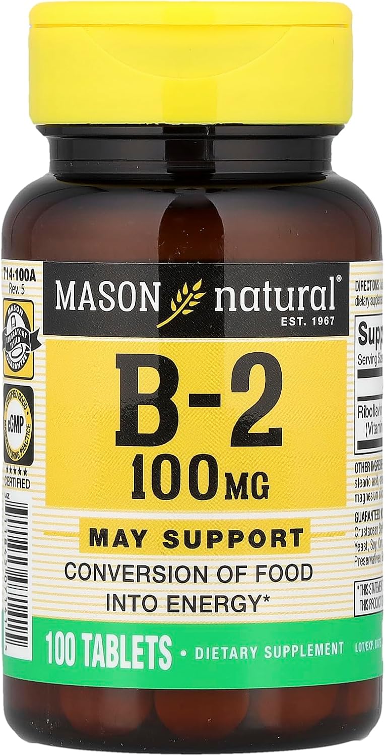 MASON NATURAL Vitamin B-2, 100 mg, 100 Tablets - görsel 1