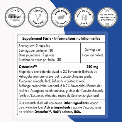 Supersmart Bone Health Supplement – Plant-Based, Patented Osteosine – 60 Vegetable Capsules