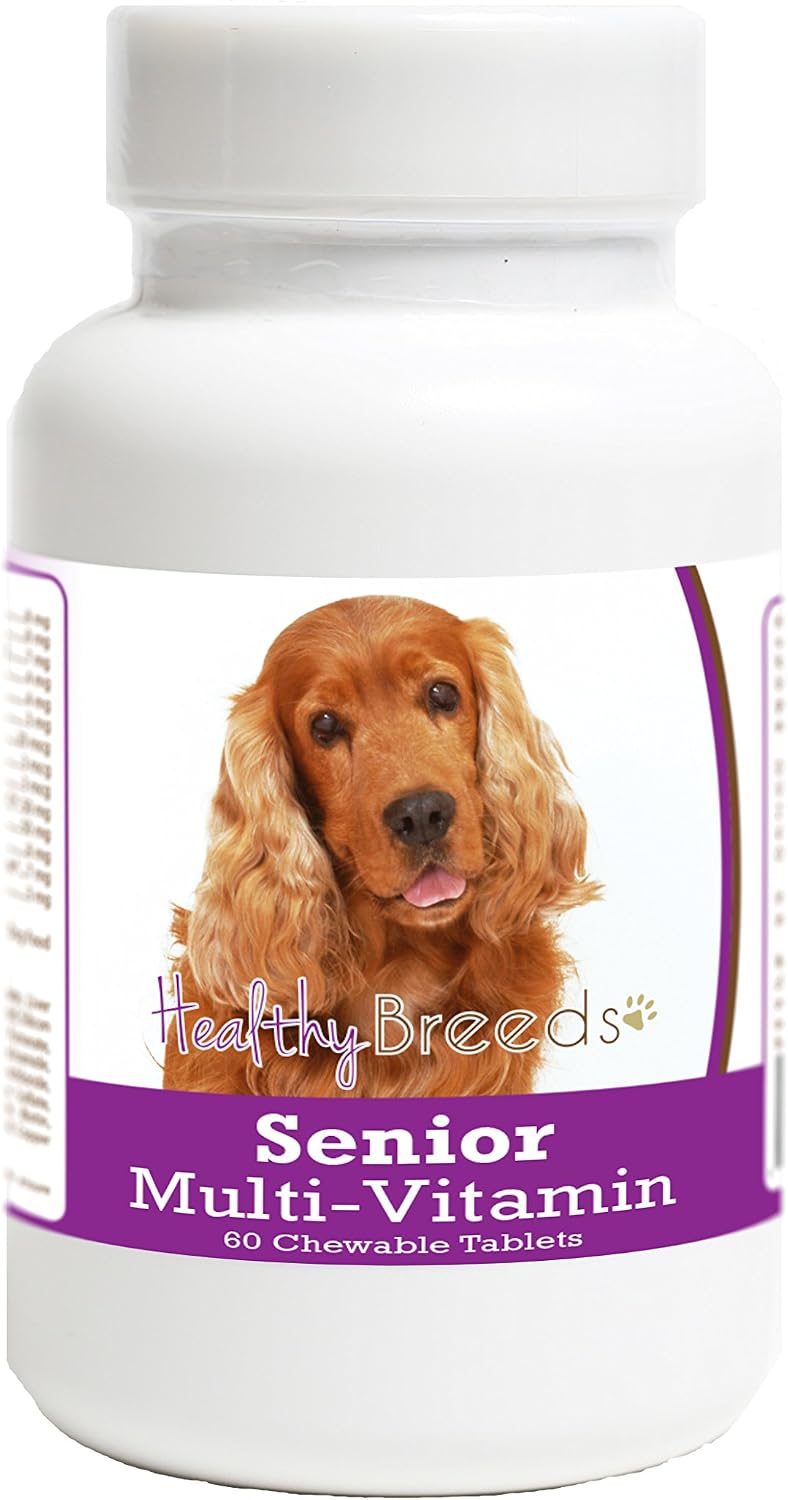 Healthy Breeds Senior Dog Vitamins and Minerals for Cocker Spaniel - OVER 200 BREEDS - Veterinarian Formulated Daily Dietary Chewable Tablet - 60 Chews - görsel 1