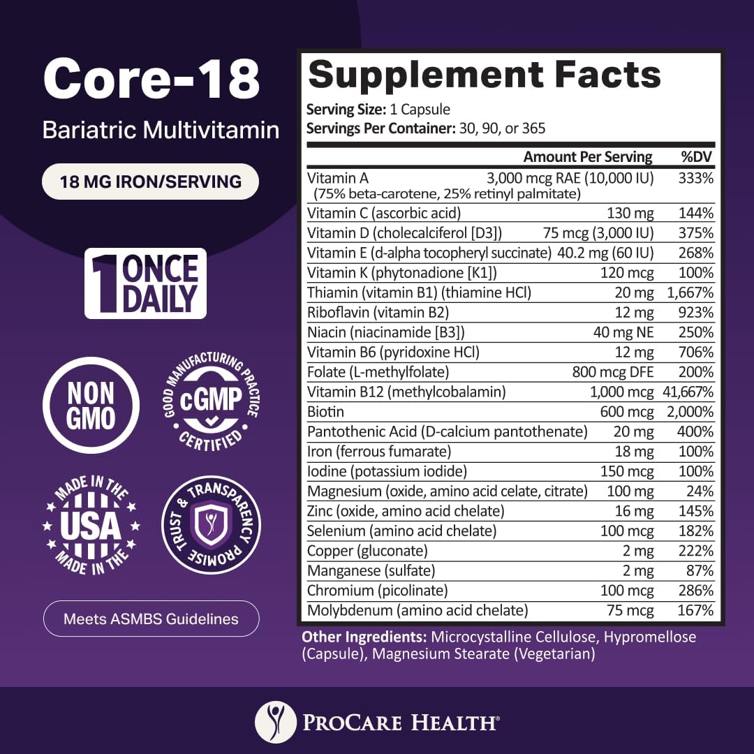 ProCare Health Bariatric Multivitamin with Iron, 18 mg, 30 Capsules - görsel 3