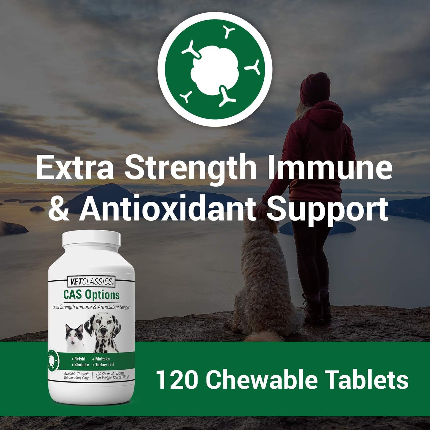 Vet Classics CAS Options Extra Strength Immune Support for Dogs & Cats – 120 Chewable Tablets - görsel 2