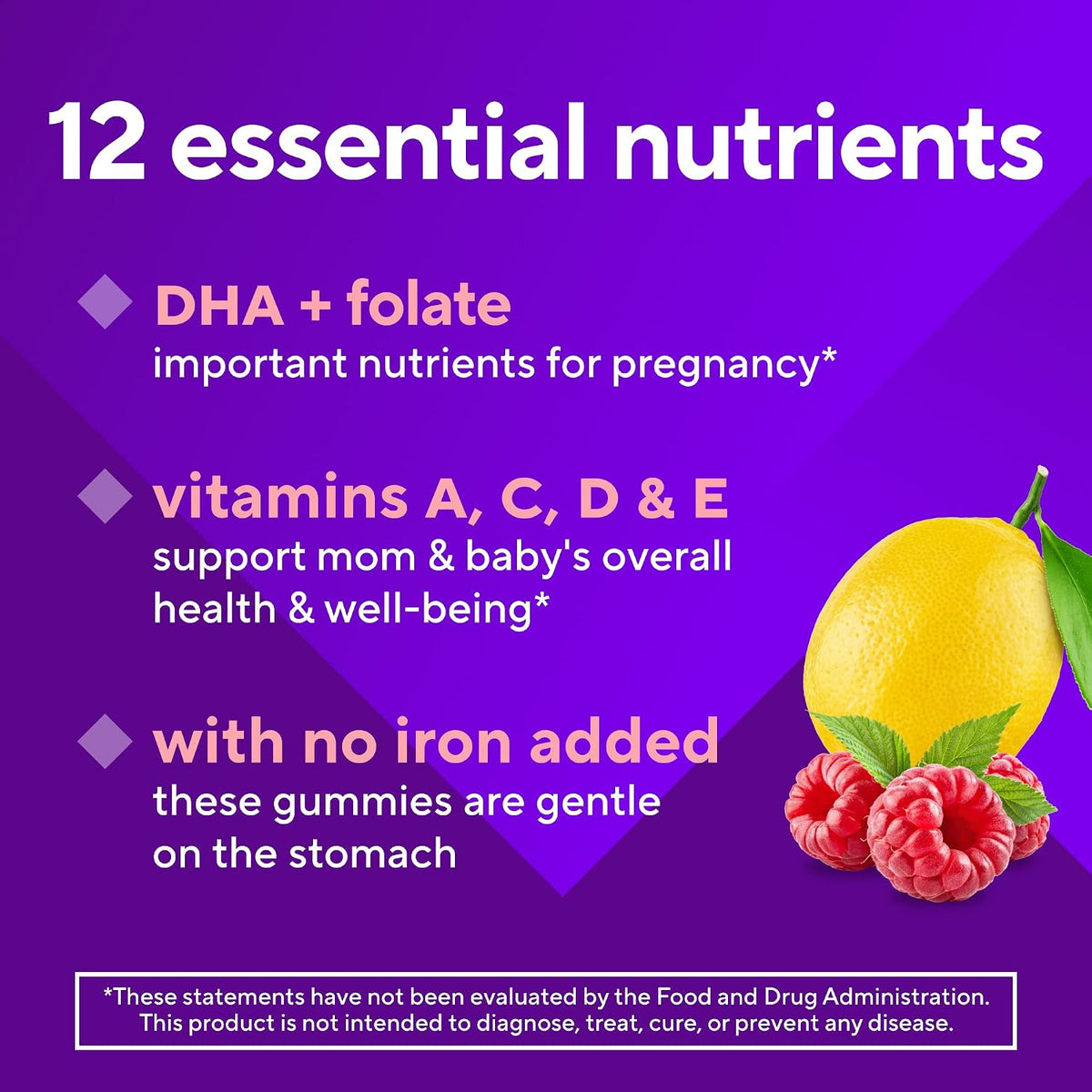 vitafusion PreNatal Gummy Vitamins - Raspberry Lemonade Flavour with Folate and DHA, 90 Count - görsel 5