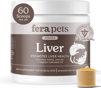 Fera Pets Cat & Dog Liver Support Powder with Milk Thistle – 60 Scoops