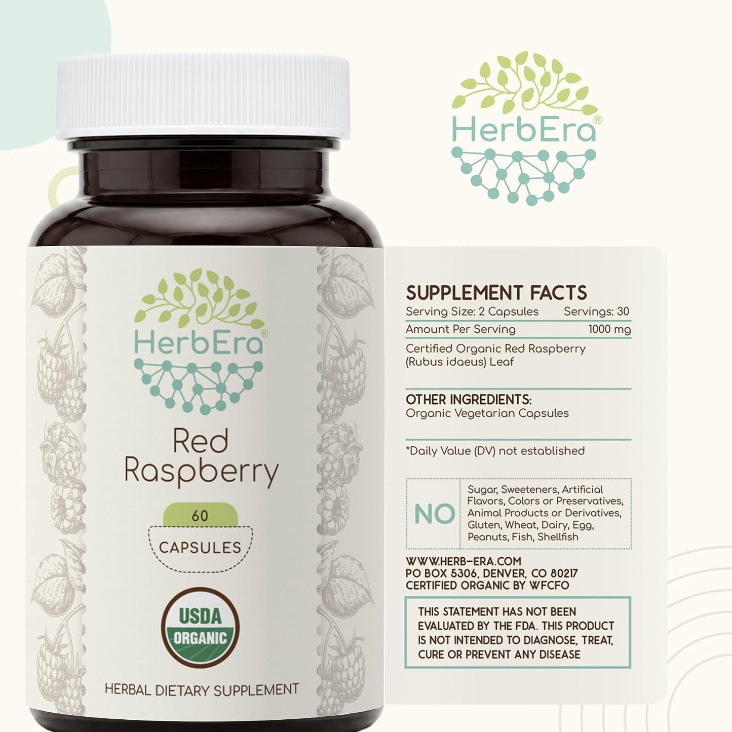 HerbEra USDA Organic Red Raspberry Leaf Capsules – Traditional Herbal Support, Rubus Idaeus Dried Leaf, Daily Wellness Capsules, Vegan, Herbal Supplement (60 Capsules) - görsel 5
