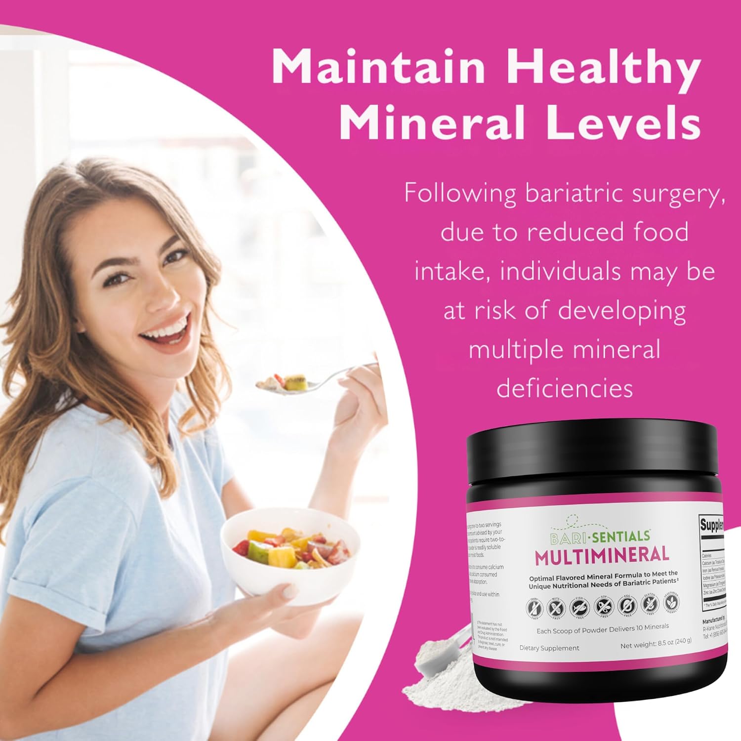 R-Kane Nutritionals Barisentials Bariatric Multimineral Supplement – Post-Bariatric Surgery Support – Easy-to-Dissolve Mineral Powder – Strawberry Lemonade Flavoured Drink – 240g - görsel 6