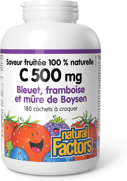 Natural Factors Children's Chewable Vitamin C 500 mg – Immune & Bone Support
