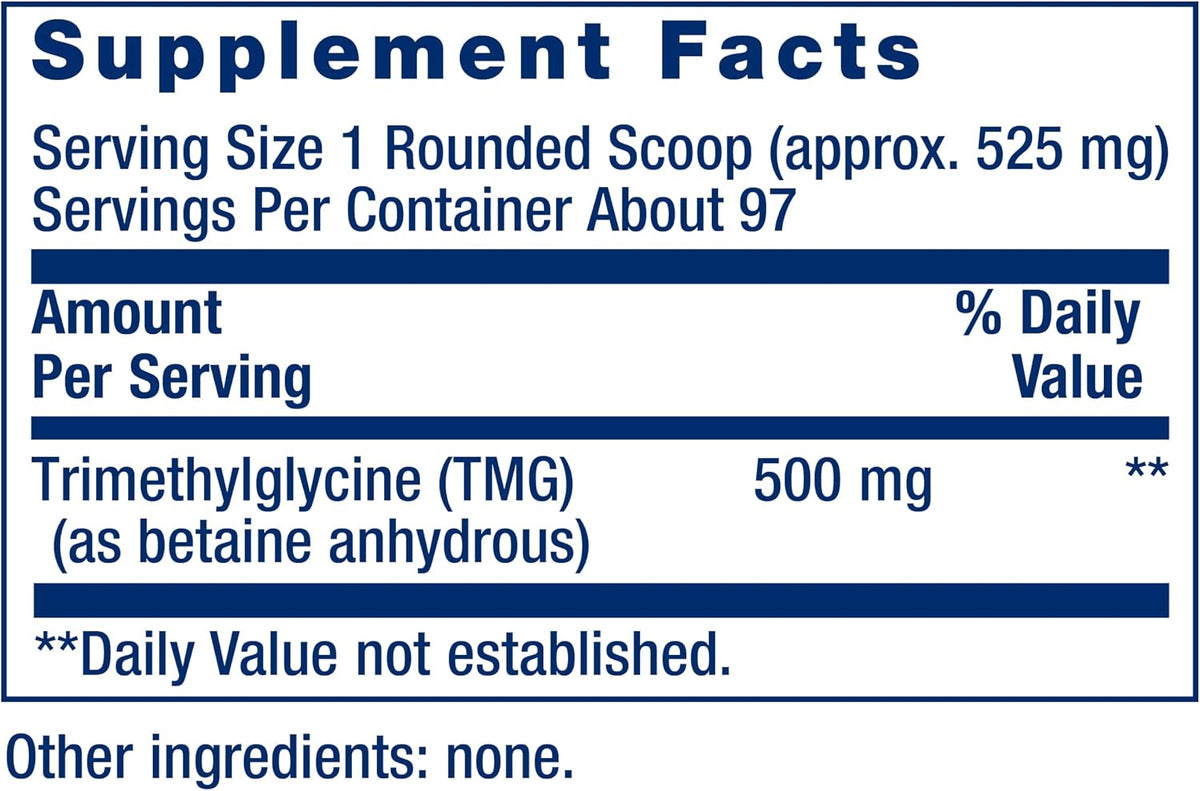 Life Extension TMG Powder – Trimethylglycine – Heart Health & Homocysteine Support – 50 g - görsel 3